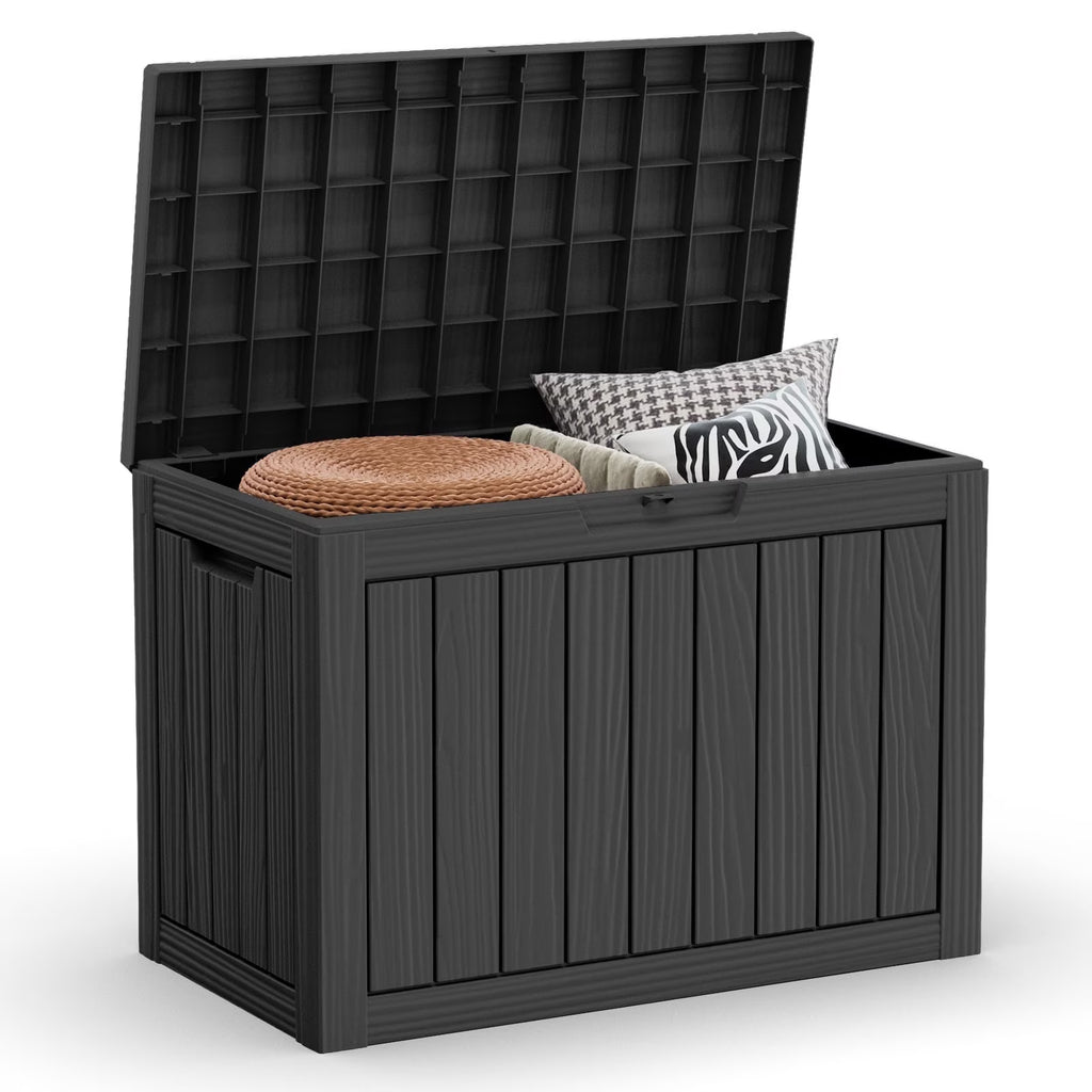 EasyUp 45 Gallon Resin Deck Box, Lockable Patio Outdoor Storage Box for Furniture, Garden Tools and Tools Storage, Waterproof Outside Storage Boxes