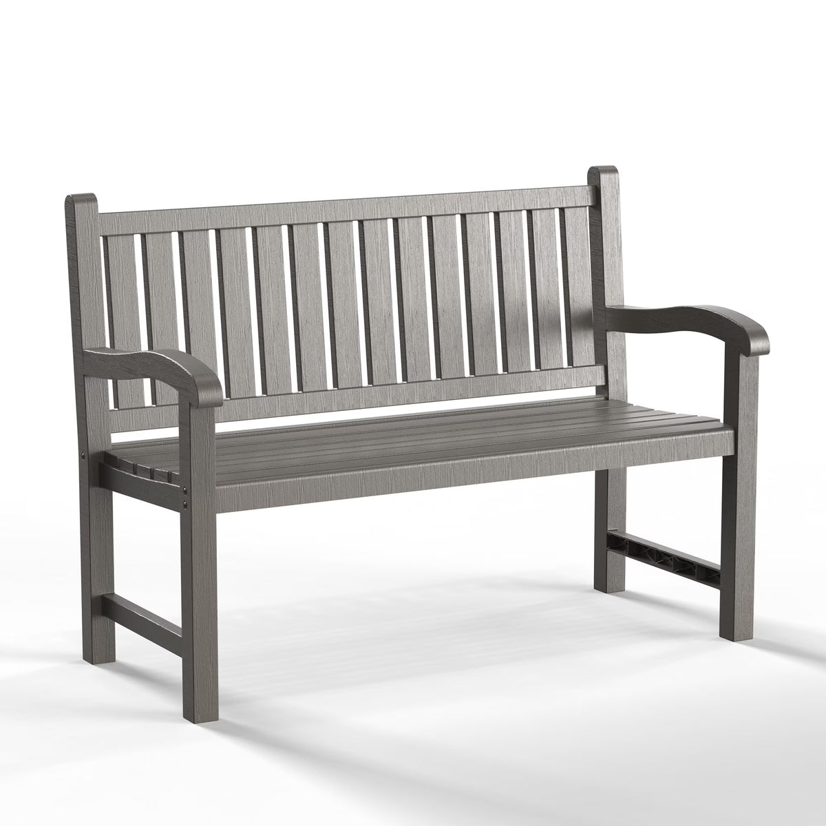 EasyUp Outdoor Bench, Waterproof & Weatherproof Garden Bench with Ergonomic Design, 2-Person Resin Bench for Porch, Deck, Patio, Outdoor, Garden & Park(Grey)