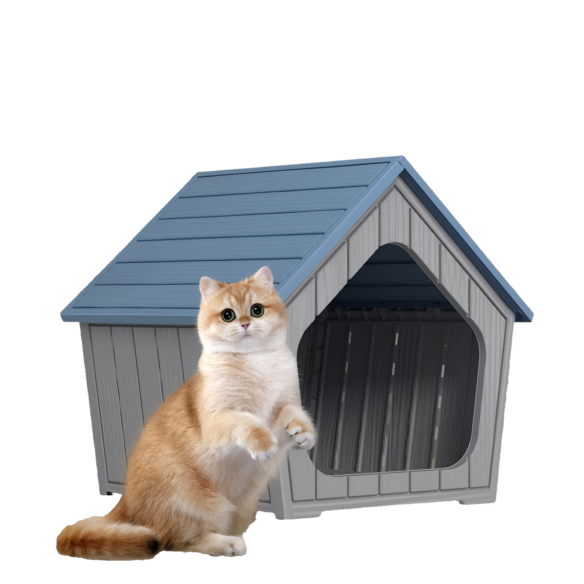 Outdoor Waterproof Cat House,23.43×22.64×22.8 Inches,Insulated Cat Shelter Feral for All Seasons,Easy to Assemble,Suitable for Cats and Small Dogs