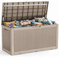 EASY UP 100 Gallon Resin Deck Box Waterproof Outdoor Storage Box for Patio Furniture Pool Accessories Indoor Storage for Cushion Garden Tools (100 Gallon, GRAY)