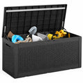 EASY UP 100 Gallon Resin Deck Box Waterproof Outdoor Storage Box for Patio Furniture Pool Accessories Indoor Storage for Cushion Garden Tools (100 Gallon, Black)