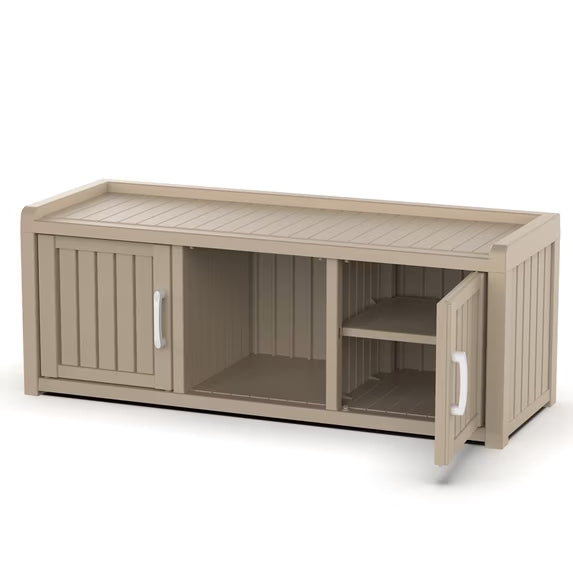 Shoe Cabinet Waterproof UV-Resistant,Storage Bench Indoor Outdoor with Adjustable Shelves,for Entryway Bedroom,Hallway,Living Room(2 Door,Gray)