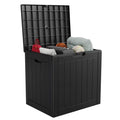 EasyUp 30 Gallon Resin Deck Box, Lockable Patio Outdoor Storage Box for Furniture, Garden Tools and Tools Storage, Waterproof Outside Storage Boxes(Black)