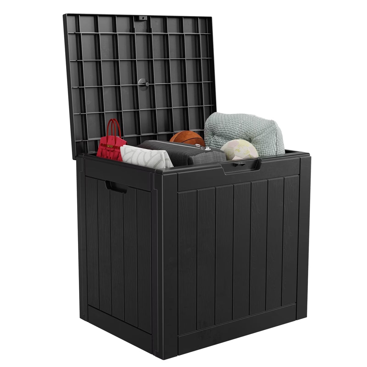 EasyUp 30 Gallon Resin Deck Box, Lockable Patio Outdoor Storage Box for Furniture, Garden Tools and Tools Storage, Waterproof Outside Storage Boxes(Black)