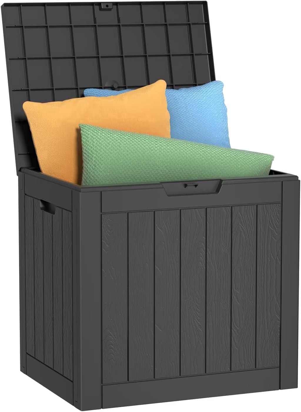 EASY UP 30gallon outdoor resin deck box, weather-resistant and lockable, suitable for storing tools, clothing, and packages; ideal for garages, gardens, and bedrooms (black).