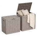 EASY UP 2PC 30 Gallon Outdoor Deck Box,Storage Lockable Waterproof Patio Furniture,Garden Tools,Cushions,Pool Accessories Outside Storage Resin Box(GRAY)