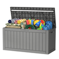 Easy Up 90 Gallon Outdoor Deck Box with Lockable Lid, Waterproof Outdoor Storage Container for Patio, Garden & Backyard, Grey