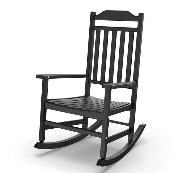 EasyUp Patio Rocking Chair Outdoor,Set of 1,Weather Resistant Poly Resin Oversized Porch Rocker,High Back Smooth Design,350lb Weight Capacity,Indoor Outdoor Use