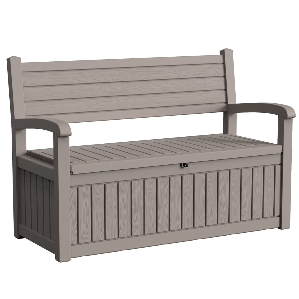 EasyUp 80 Gallon Storage bench Lockable Waterproof Deck Box - Outdoor Storage Box for Patio,Garden and Porch,Tools and Cushions（Grey）