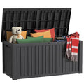 EasyUp 180 Gallon Resin Deck Box, Lockable Patio Outdoor Storage Box for Furniture, Garden Tools and Tools Storage, Waterproof Outside Storage Boxes