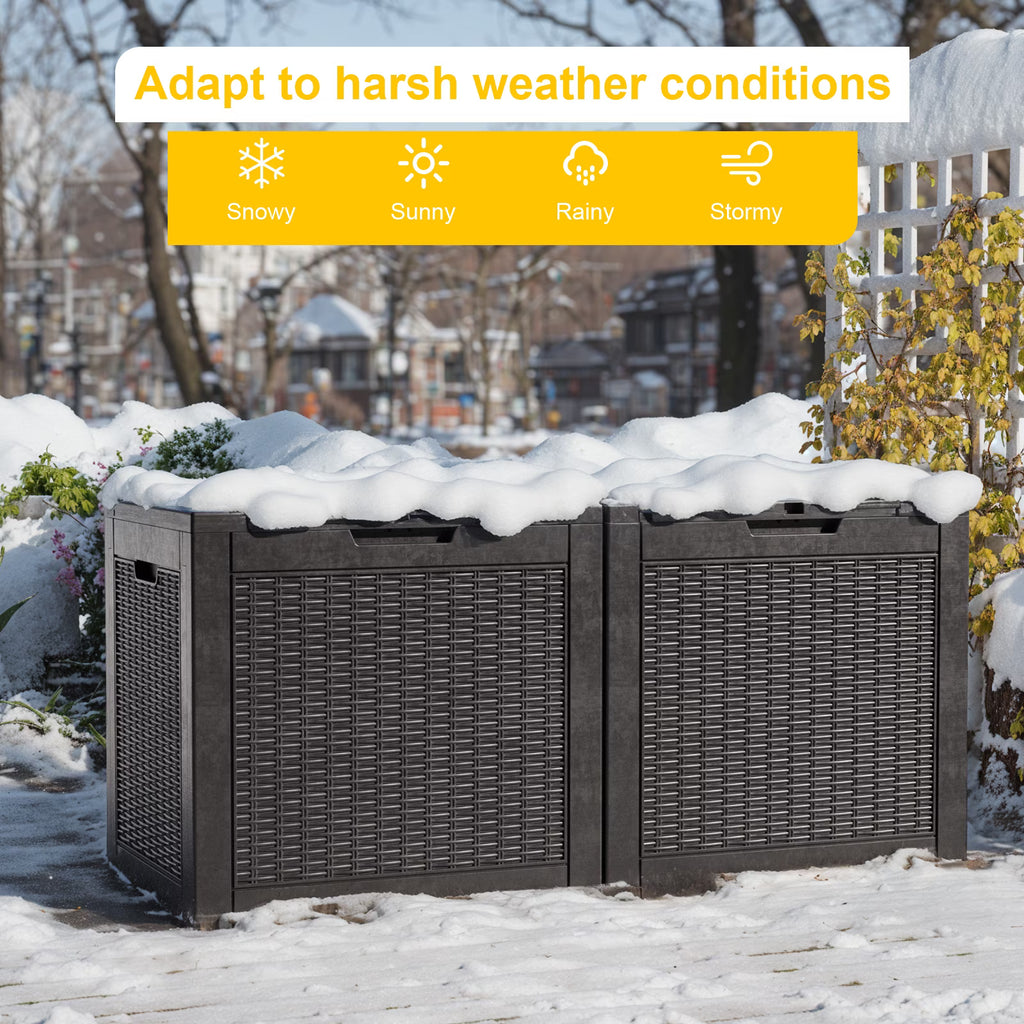 EasyUp 30 Gallon Resin Lockable Deck Box, Waterproof UV Resistant Outdoor Storage Container for Patio Furniture and Garden Tools.(Black)