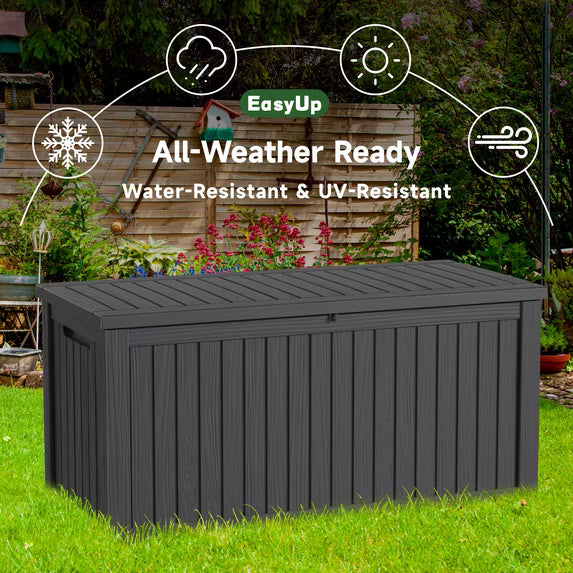 EasyUp 180 Gallon Resin Deck Box, Lockable Patio Outdoor Storage Box for Furniture, Garden Tools and Tools Storage, Waterproof Outside Storage Boxes
