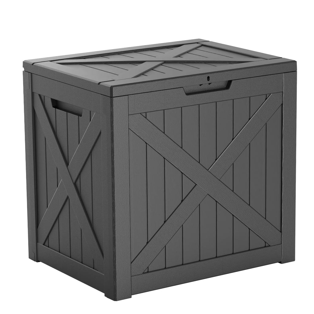 EasyUp 32 Gallon Resin Deck Box, Lockable Patio Outdoor Storage Box for Furniture, Garden Tools and Tools Storage, Waterproof Outside Storage Boxes