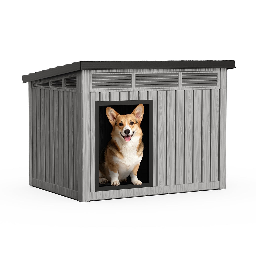 Dog House for Both Indoor and Outdoor with Weatherproof Roof Removable Floors for Medium to Large Dogs Interior Space (Gray, Medium(32.2 * 25.12 * 24.13''))