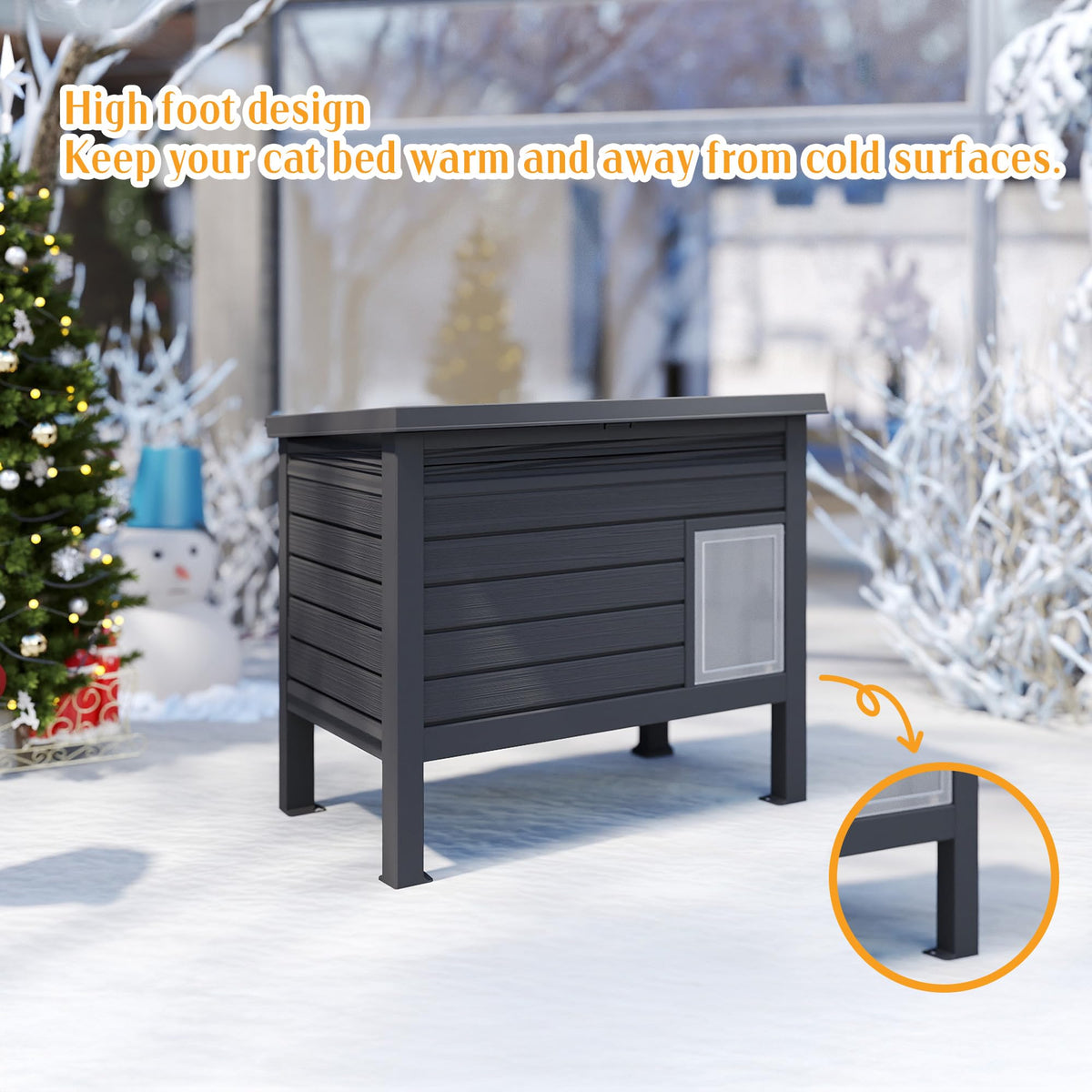 EasyUp Outdoor Cat House - Weatherproof Resin Cat Houses for Outdoor Cats, Durable & Insulated Shelter for Garden, Patio, or Backyard