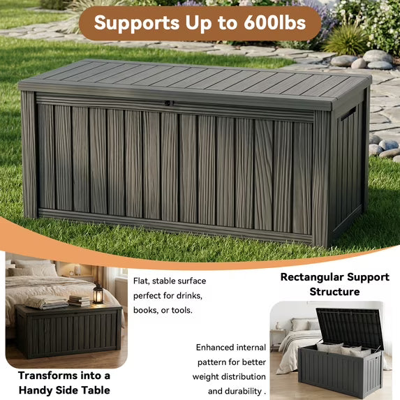 EASY UP 120gallon outdoor resin storage deck box, weather-resistant and lockable, suitable for storing tools, clothing, and packages; ideal for garages, gardens, and bedrooms (black).
