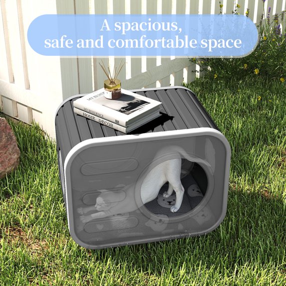 EasyUp Cat House for Indoor & Outdoor Cats, Resin Weatherproof Cat House with Camera-Shaped Design, Versatile for Home & Yard Use