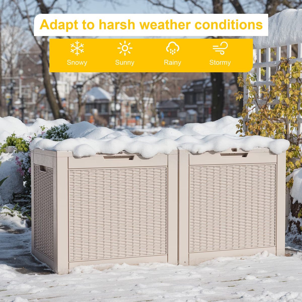 Easy Up 30 Gallon Resin Deck Box, Lockable Patio Outdoor Storage Box for Furniture, Garden Tools and Tools Storage, Waterproof Outside Storage Boxes