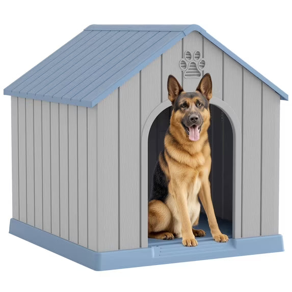 EasyUp Resin Waterproof Dog House, Ventilated Kennel with Elevated Floor, Indoor Outdoor Pet Shelter, Easy Assembly, (Blue, 38.62*36.26*38.07 Inches)