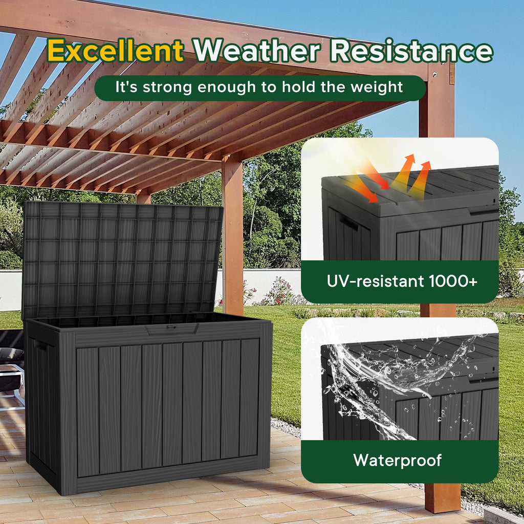 EasyUp 45 Gallon Resin Deck Box, Lockable Patio Outdoor Storage Box for Furniture, Garden Tools and Tools Storage, Waterproof Outside Storage Boxes