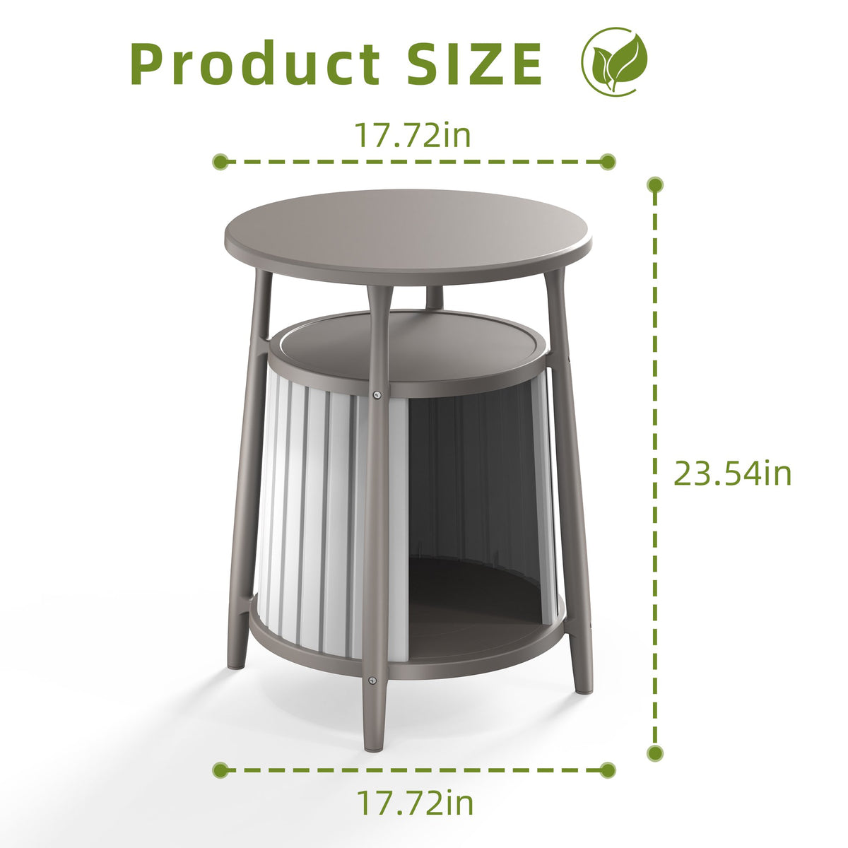 EasyUp Cat house Enclosure Resin Vented Hidden Litter Box Versatile Round Side End Table Odor Control Double Layered Design Easy to Clean for Indoor Use(Grey,17.72''L×17.72''W×23.54''H)