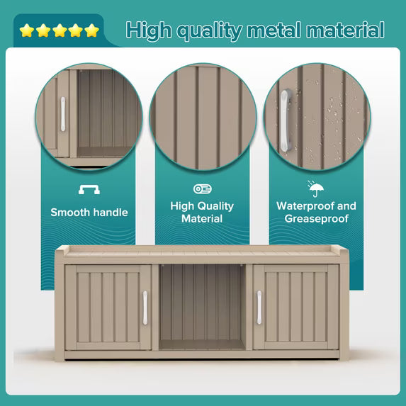 Shoe Cabinet Waterproof UV-Resistant,Storage Bench Indoor Outdoor with Adjustable Shelves,for Entryway Bedroom,Hallway,Living Room(2 Door,Gray)