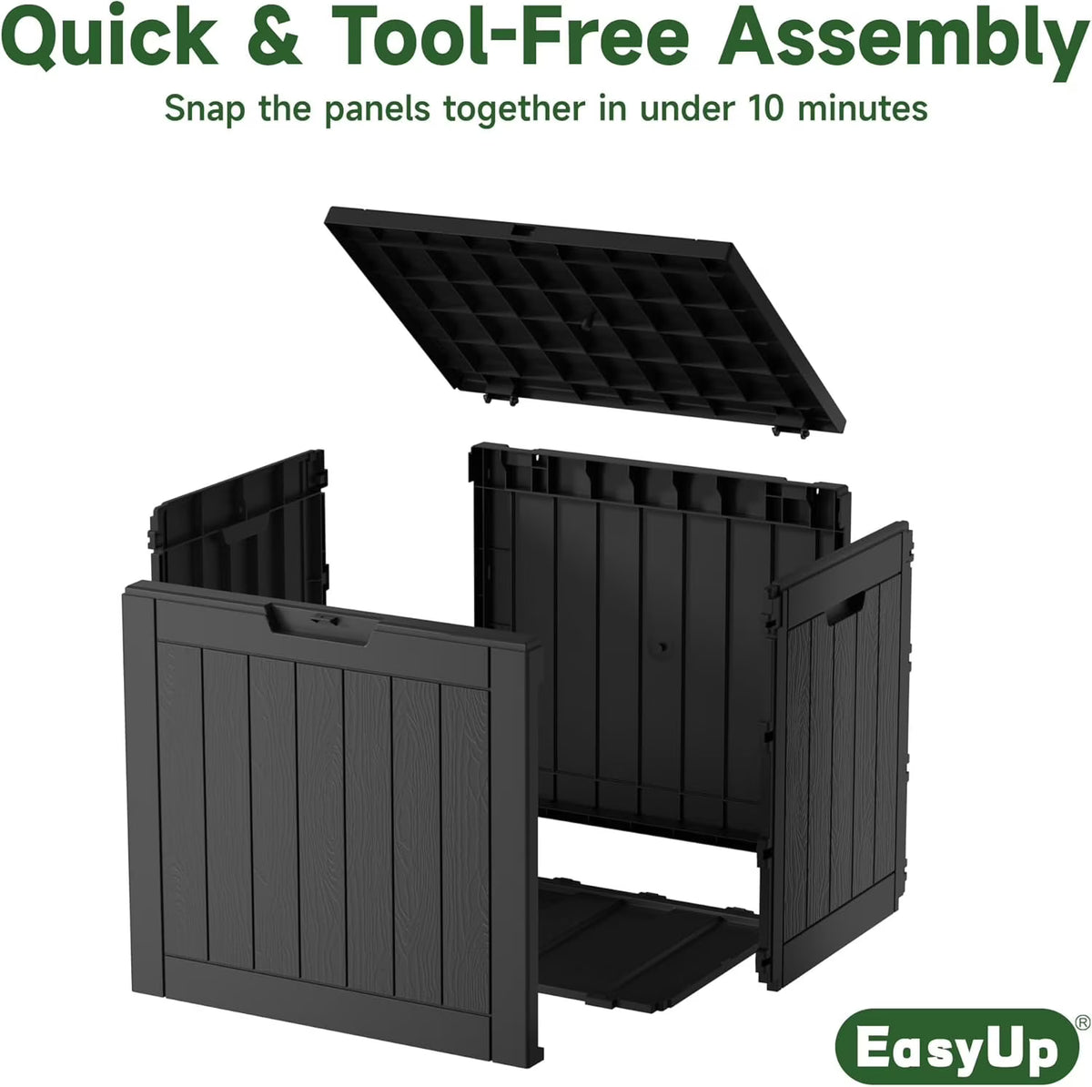 EASY UP 30gallon outdoor resin deck box, weather-resistant and lockable, suitable for storing tools, clothing, and packages; ideal for garages, gardens, and bedrooms (black).