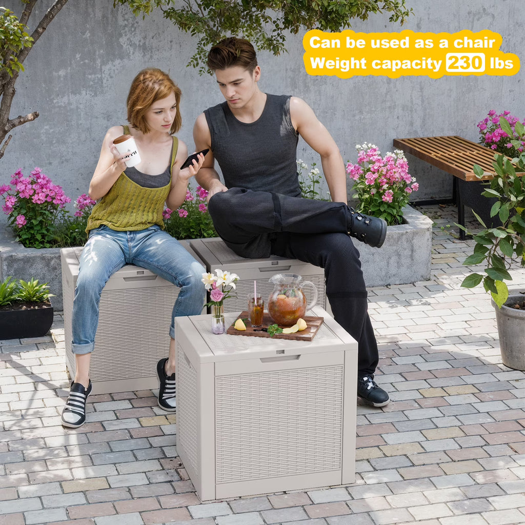 Easy Up 30 Gallon Resin Deck Box, Lockable Patio Outdoor Storage Box for Furniture, Garden Tools and Tools Storage, Waterproof Outside Storage Boxes