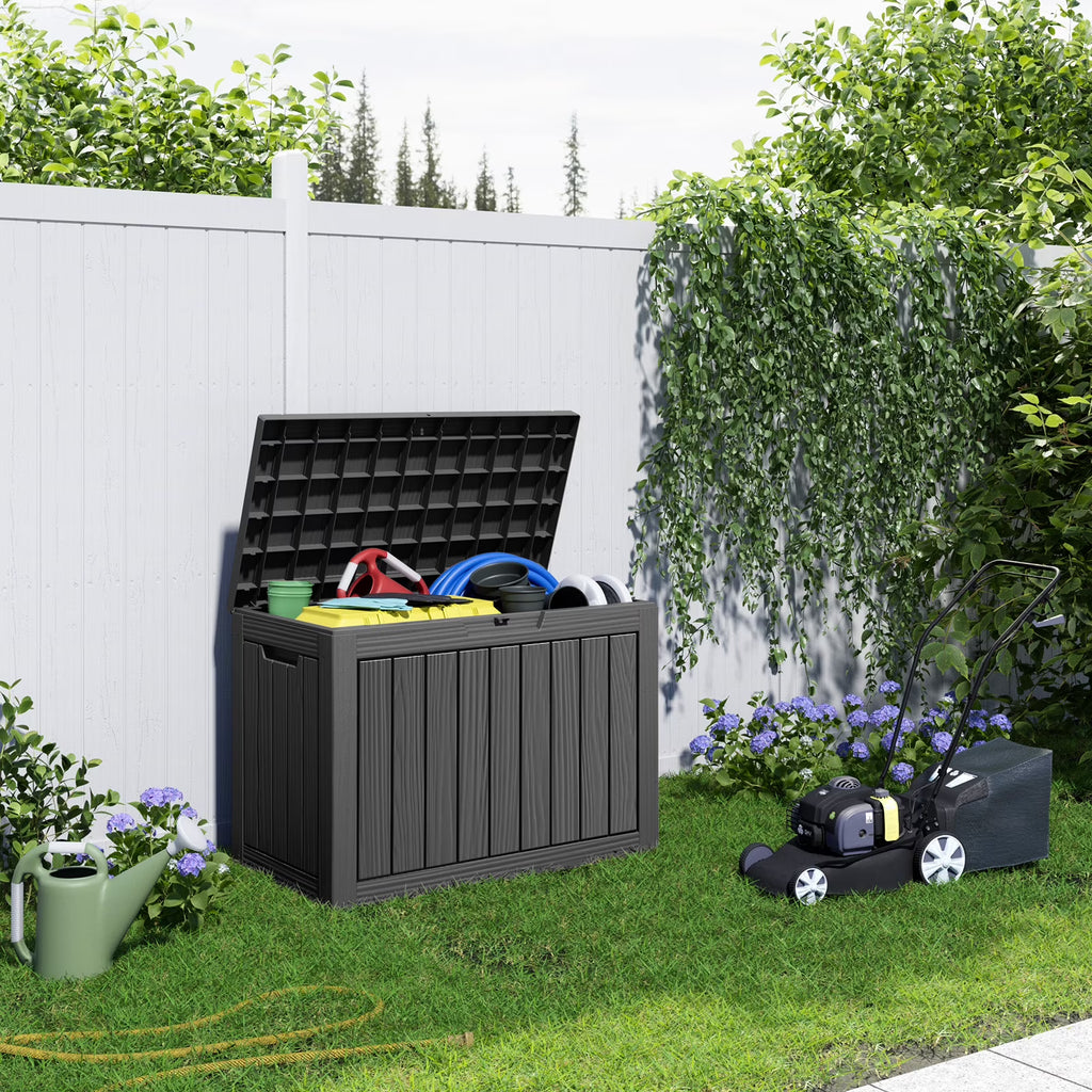 EasyUp 45 Gallon Resin Deck Box, Lockable Patio Outdoor Storage Box for Furniture, Garden Tools and Tools Storage, Waterproof Outside Storage Boxes