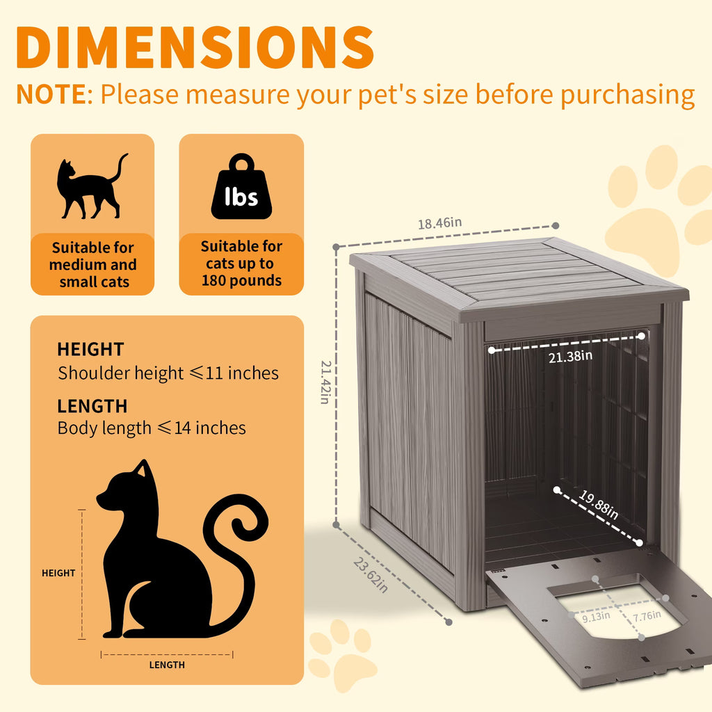 EasyUp Resin Weatherproof Outdoor Cat House, Insulated All-Season Shelter for Garden, Patio, Backyard