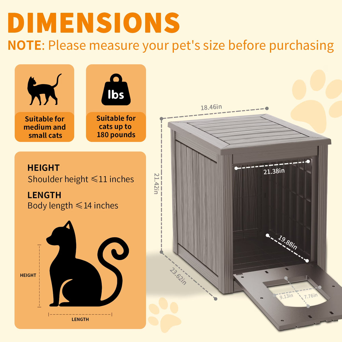 EasyUp Resin Weatherproof Outdoor Cat House, Insulated All-Season Shelter for Garden, Patio, Backyard