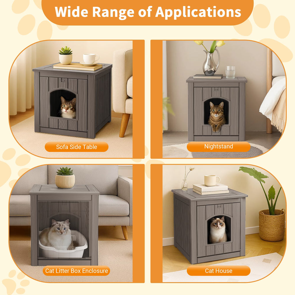 EasyUp Resin Weatherproof Outdoor Cat House, Insulated All-Season Shelter for Garden, Patio, Backyard