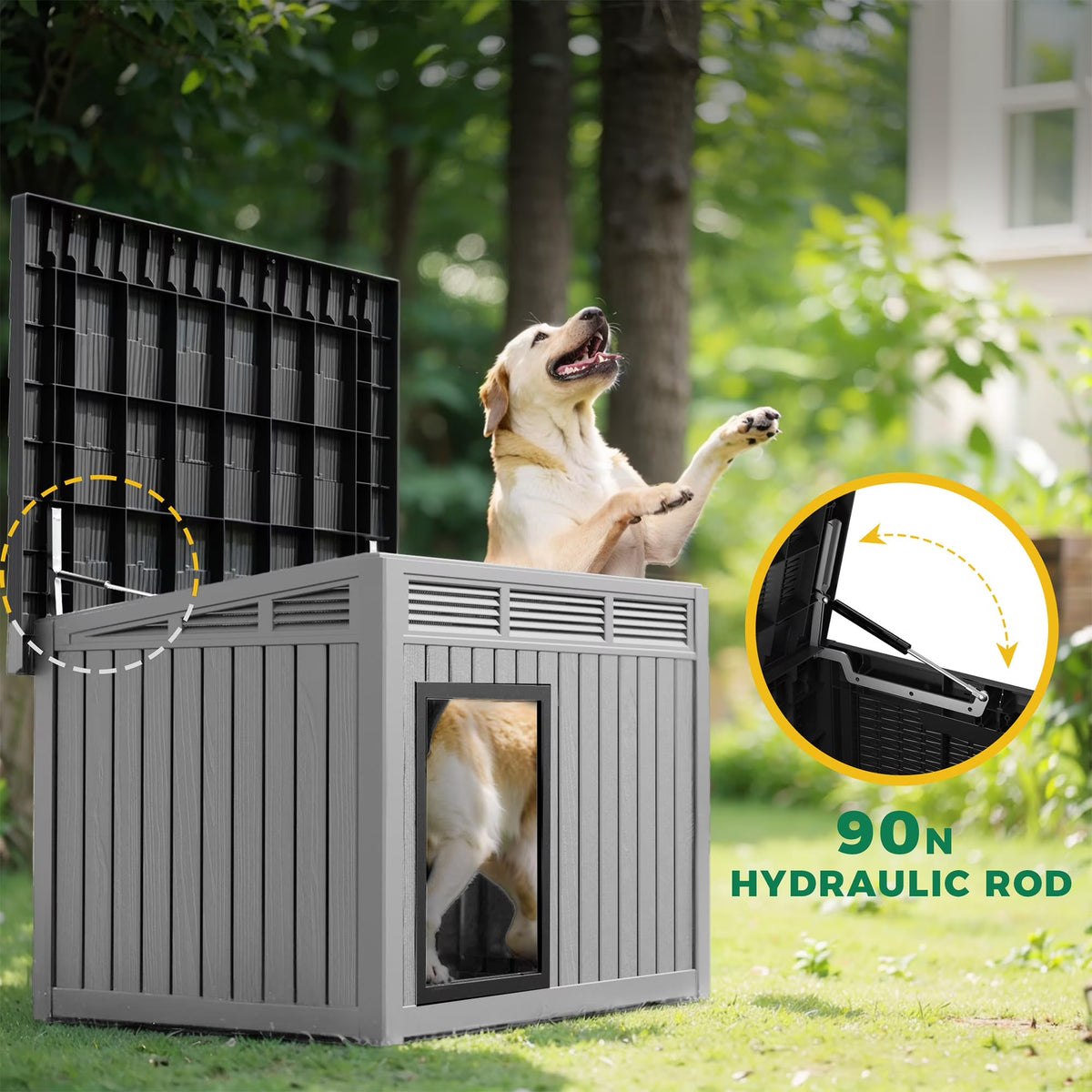 Dog House for Both Indoor and Outdoor with Weatherproof Roof Removable Floors for Medium to Large Dogs Interior Space (Gray, Medium(32.2 * 25.12 * 24.13''))