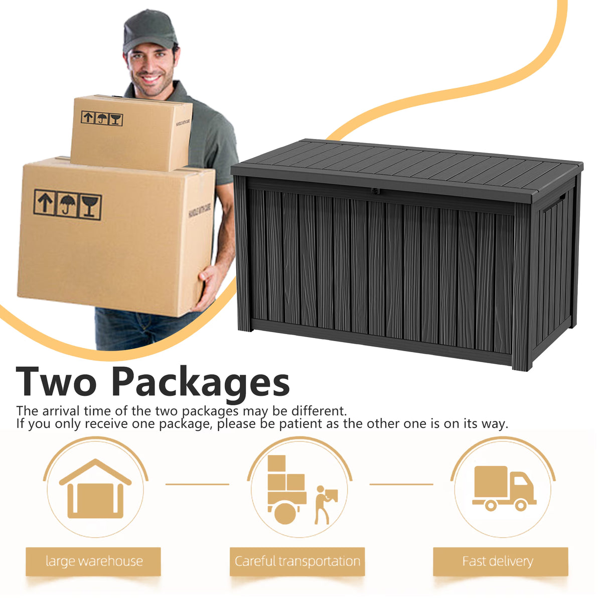 EasyUp 180 Gallon Resin Deck Box, Lockable Patio Outdoor Storage Box for Furniture, Garden Tools and Tools Storage, Waterproof Outside Storage Boxes