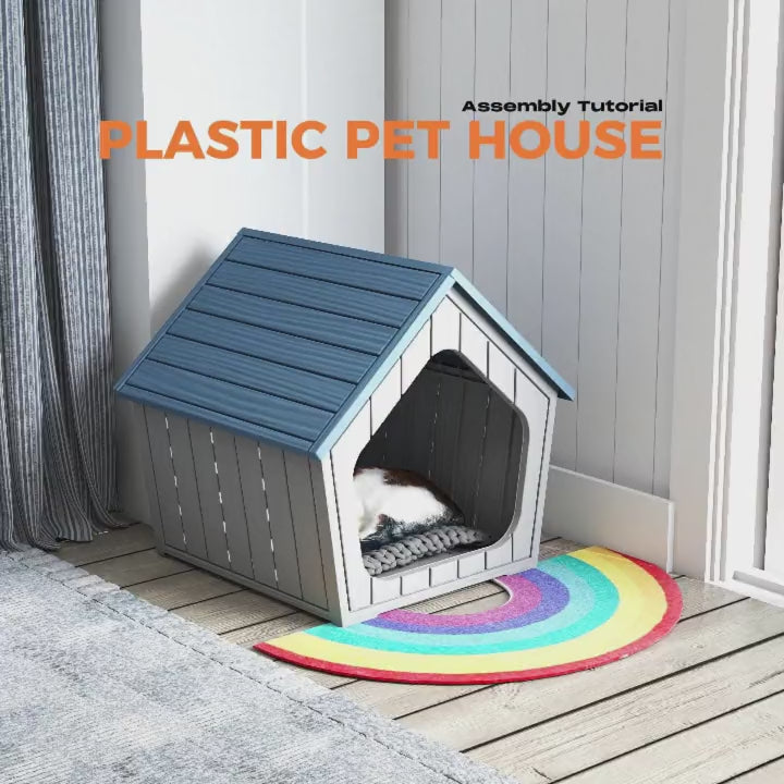 Outdoor Waterproof Cat House,23.43×22.64×22.8 Inches,Insulated Cat Shelter Feral for All Seasons,Easy to Assemble,Suitable for Cats and Small Dogs