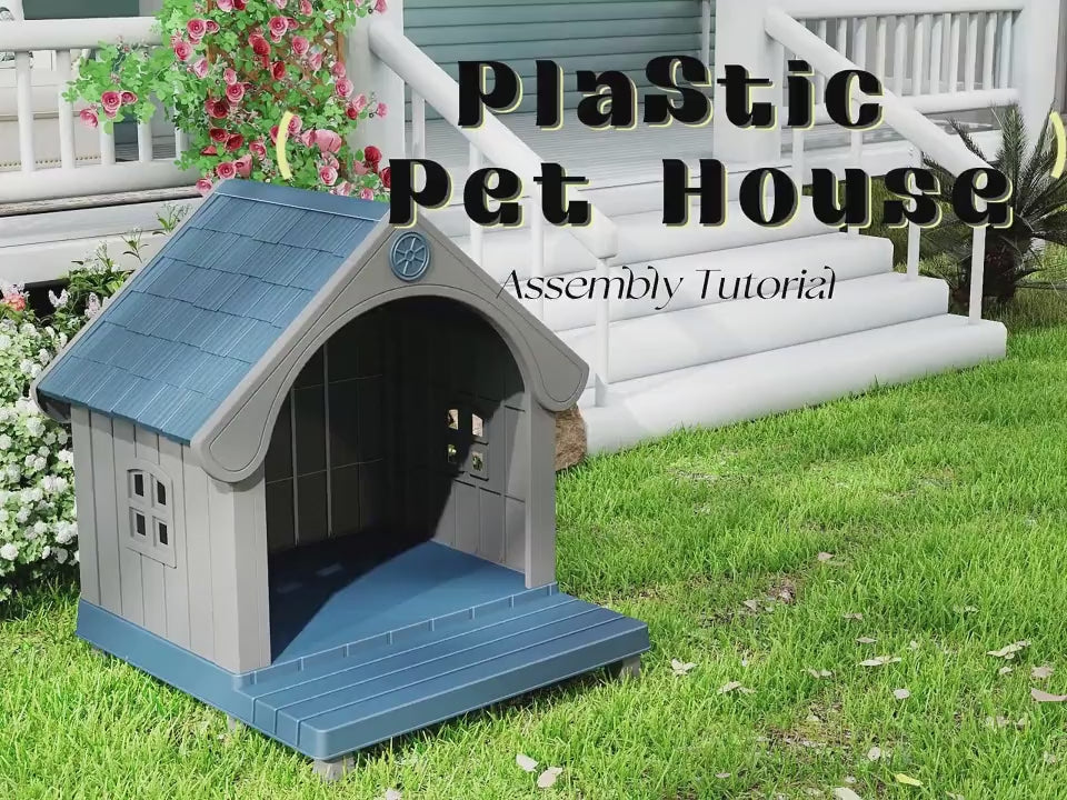 EasyUp Resin Pet House, Weatherproof Kennel with Elevated Extended Floor, Elegant Sturdy Shelter for Large Pets Indoor & Outdoor Use