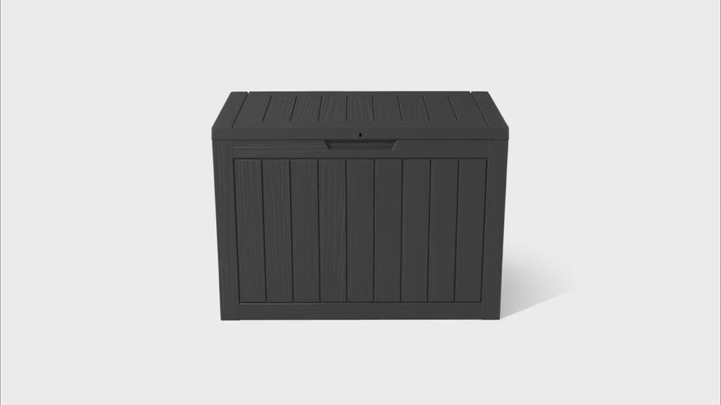 45 Gallon Lockable Grey Resin Deck Box, Waterproof Outdoor Storage Container for Patio Furniture and Garden Tools（Grey）