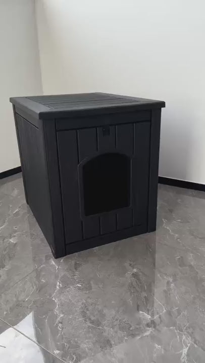 EasyUp Resin Weatherproof Outdoor Cat House, Insulated All-Season Shelter for Garden, Patio, Backyard