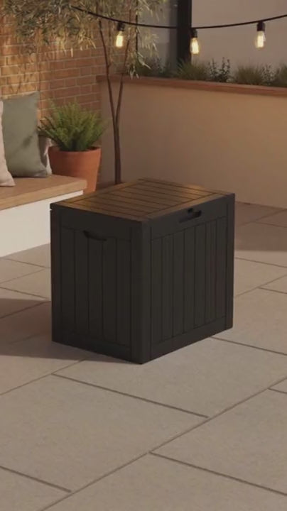 EasyUp 30 Gallon Resin Deck Box, Lockable Patio Outdoor Storage Box for Furniture, Garden Tools and Tools Storage, Waterproof Outside Storage Boxes(Black)